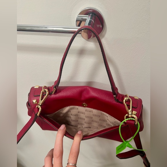 Michael Kors Studded Handbag | Red and Gold - Picture 10 of 16